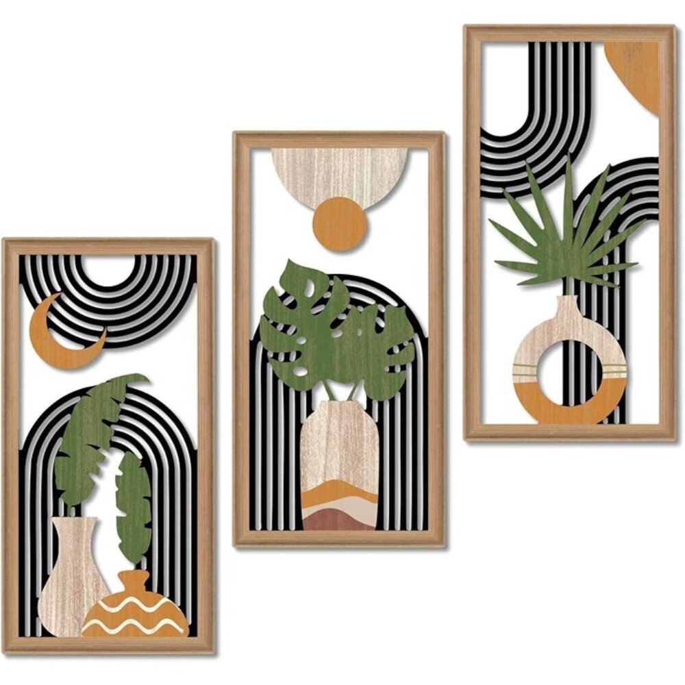 New Boho Abstract Wall Art Set of 3 Modern Minimalist Geometric Decor for Home